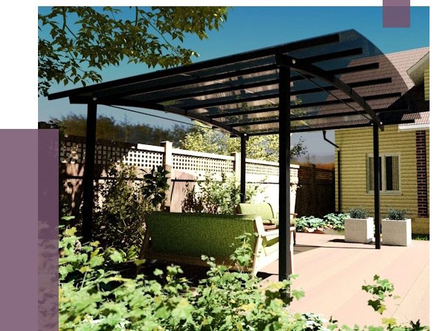 Навесы для террасы в Выксе от 13222 руб. под ключ | ПРОЛЁТ-Вкс